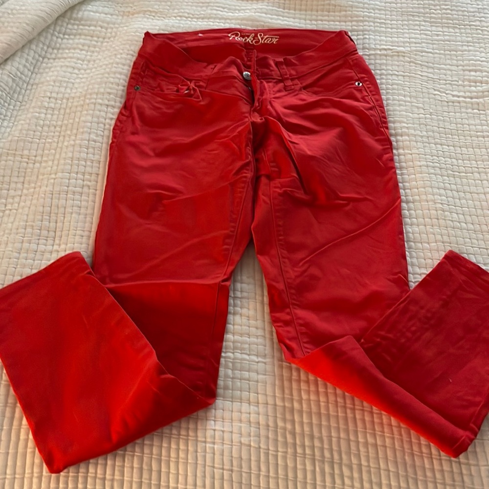 Red old navy rockstar jeans